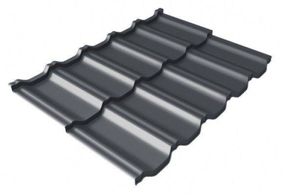 Металлочерепица модульная Квинта Uno Grand Line c 3D резом 0,5 Satin Мatt RAL 7024 мокрый асфальт купить в Михайловке