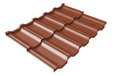 Металлочерепица модульная Квинта Uno Grand Line c 3D резом 0,45 Drap RAL 8004 терракота