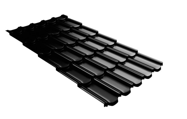 Металлочерепица квинта плюс с 3D резом 0,5 GreenСoat Pural Matt RR 33 черный (RAL 9005 черный) купить в Михайловке