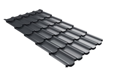 Металлочерепица квинта плюс с 3D резом 0,5 Quarzit lite RAL 7024 мокрый асфальт