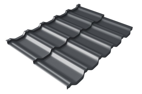 Металлочерепица модульная Квинта Uno Grand Line c 3D резом 0,5 Velur RAL 7024 мокрый асфальт купить в Михайловке
